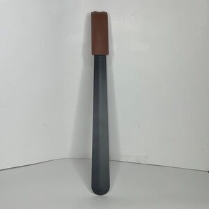 16” Black Metal Brown Leather Shoe Horn
